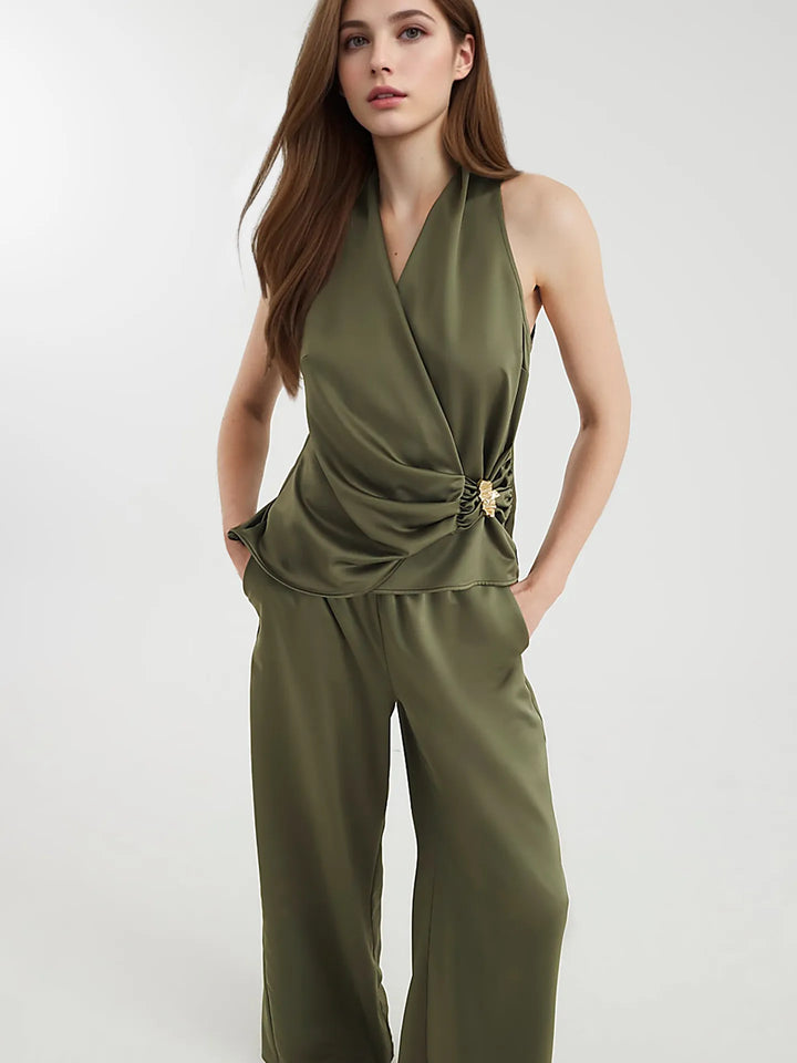 Ludowika Surplice Sleeveless Top and Pants Set