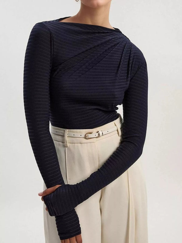Ludowika Ruched Striped Long Sleeve Top