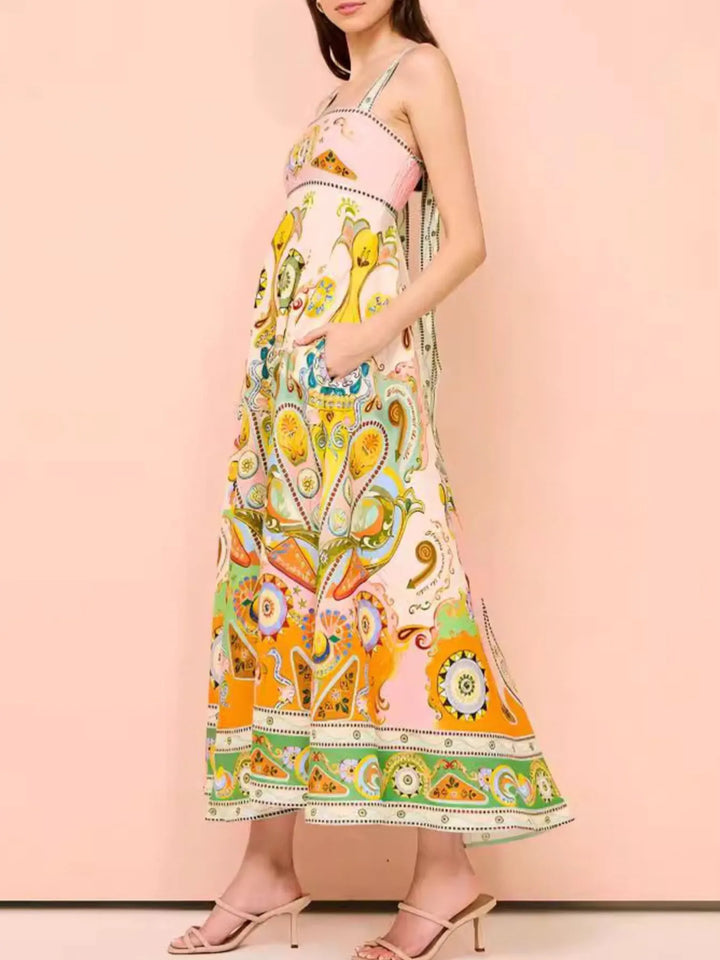 Ludowika Paisley Print Square Neck Summer Dress