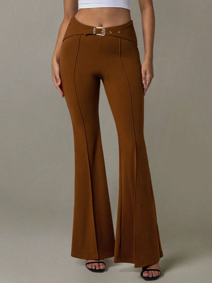 Ludowika High Waist Flare Pants with Buckle Belt
