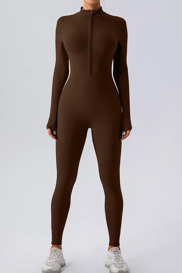 Ludowika Half Zip Mock Neck Active Jumpsuit