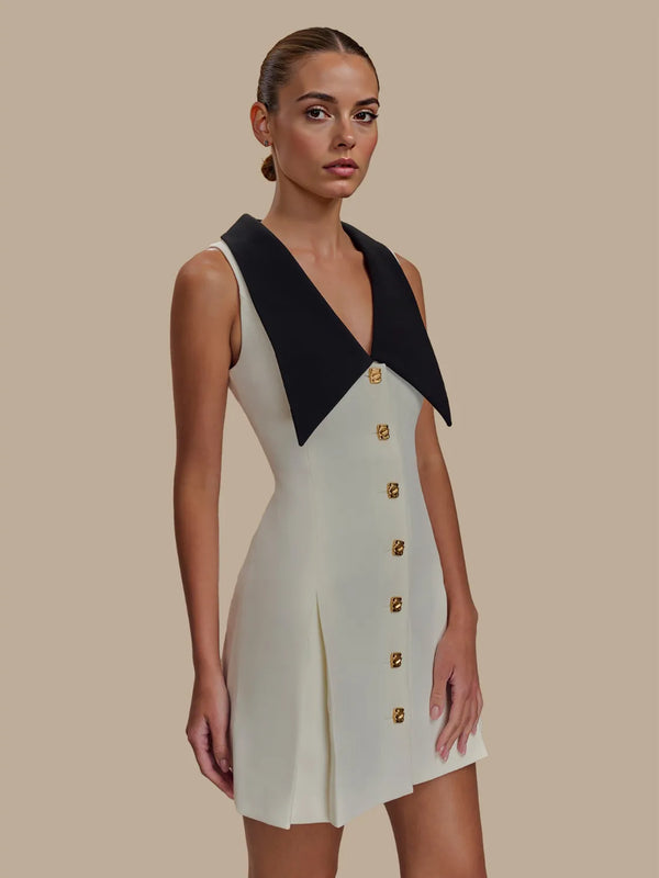 Ludowika Button Front Sleeveless Mini Dress