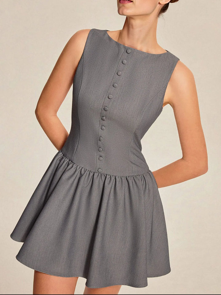 Ludowika Round Neck Sleeveless Ruffled Mini Dress