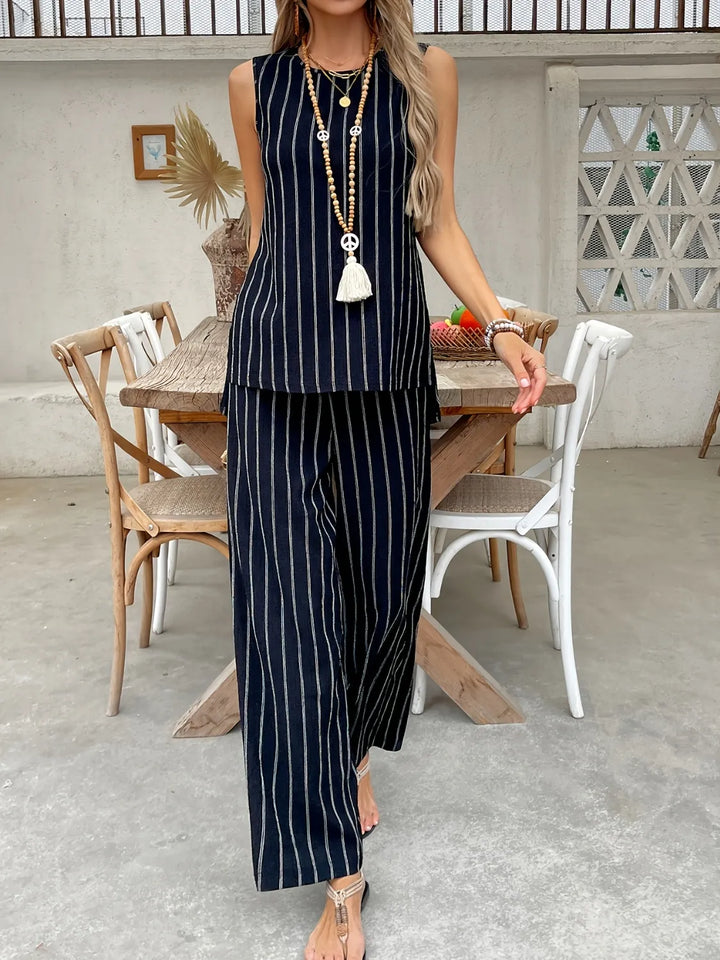 Ludowika Striped Sleeveless Top and Pants Two-Piece Set