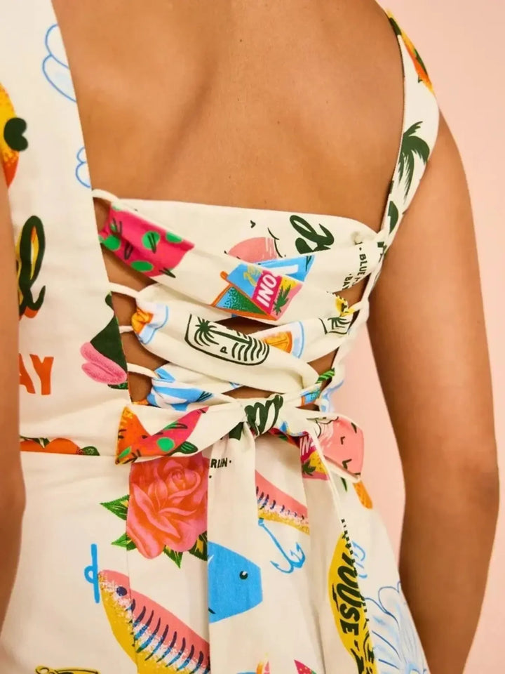 Ludowika Printed Square Neck Summer Mini Dress
