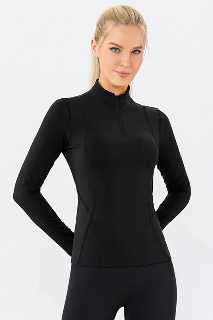 Ludowika Mock Neck Quarter Zip Active T-Shirt