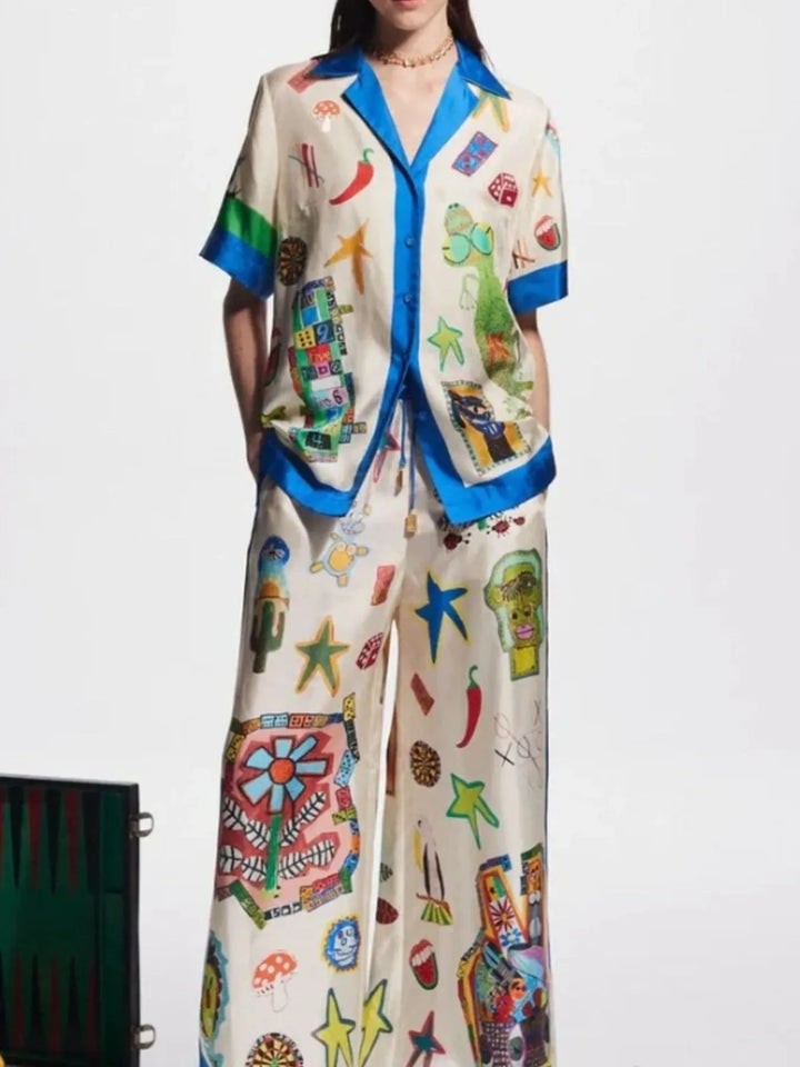 Ludowika Printed Button Up Shirt and Pants Set