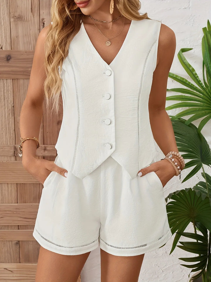 Ludowika Button Up Vest and Shorts Set