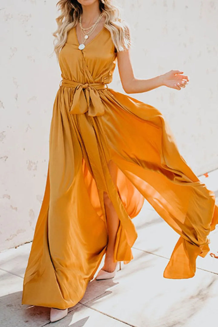 Ludowika Surplice Tie Waist Maxi Dress