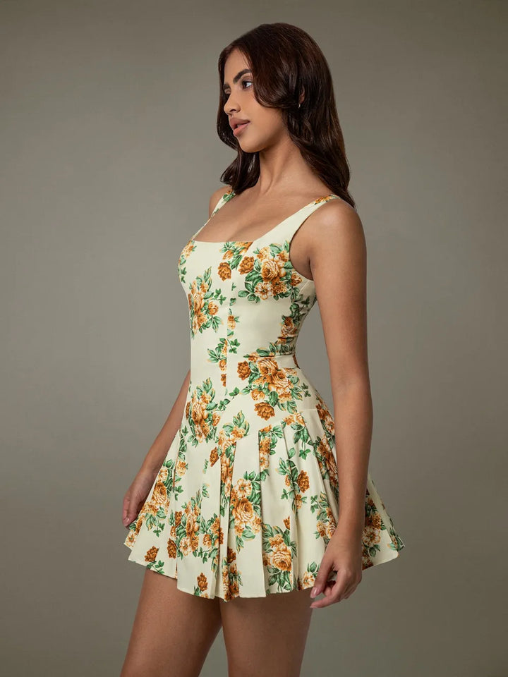 Ludowika Floral Sleeveless Mini Pleated Dress