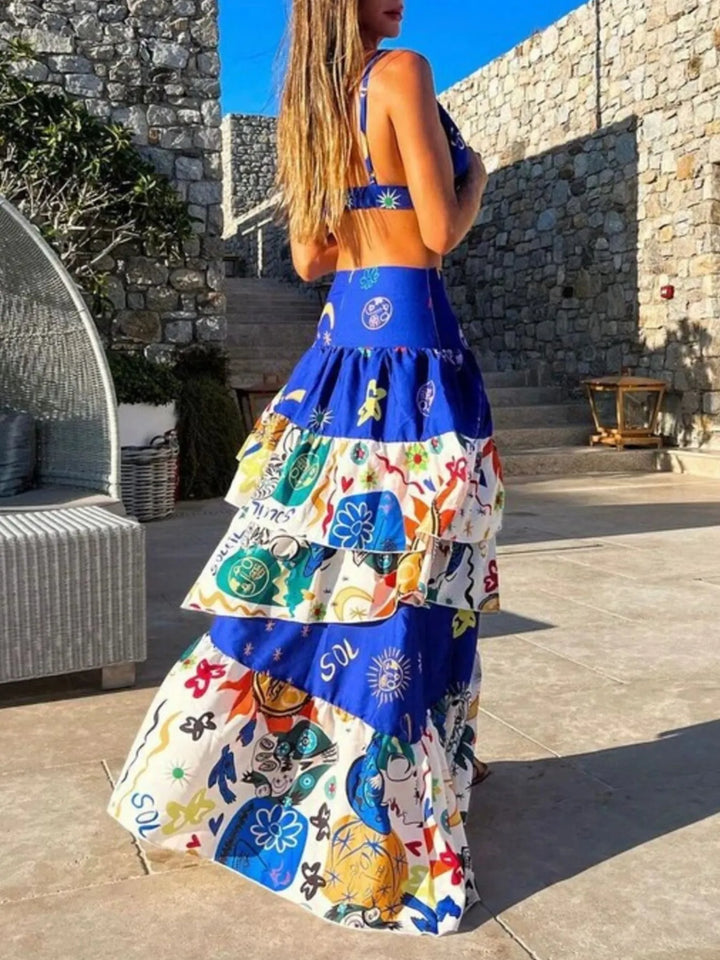 Ludowika Printed Cami and Layered Skirt Set