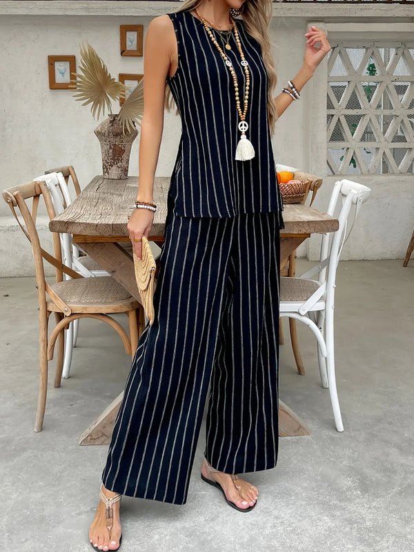 Ludowika Striped Sleeveless Top and Pants Two-Piece Set
