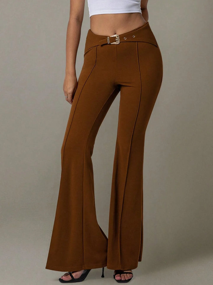 Ludowika High Waist Flare Pants with Buckle Belt