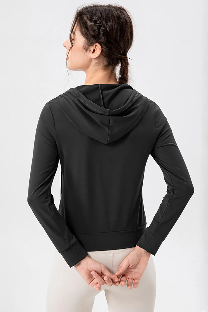 Ludowika Drawstring Zip Up Hooded Active Outerwear