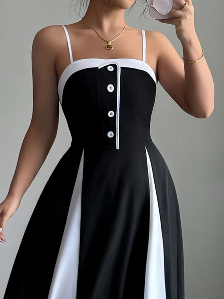 Ludowika Decorative Button Contrast Maxi Cami Dress