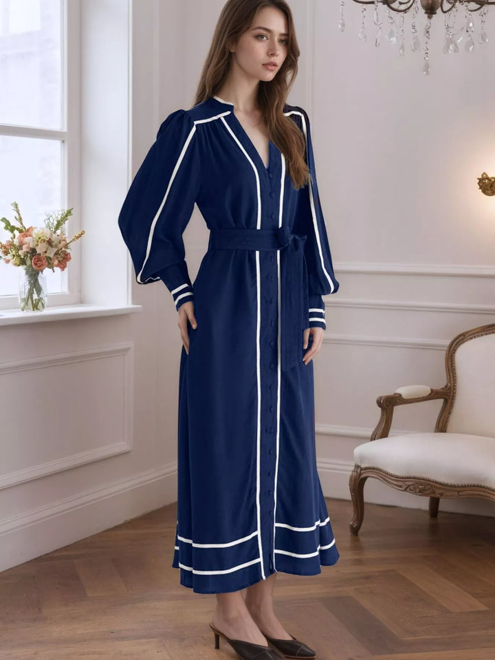 Ludowika Notched Lantern Sleeve Dress