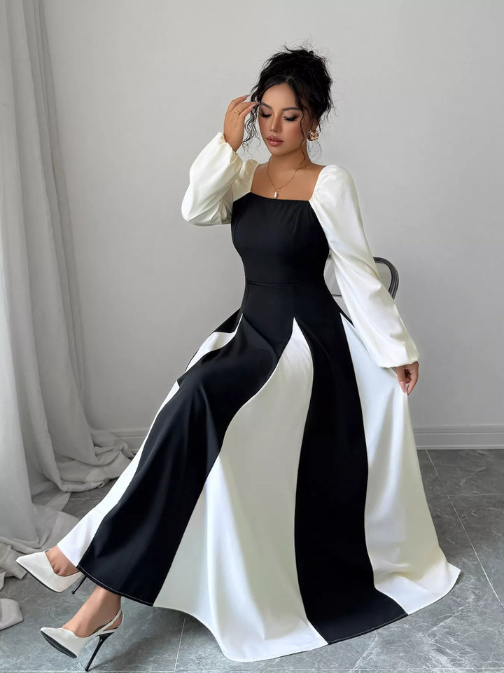 Ludowika Color Block Square Neck Maxi Dress