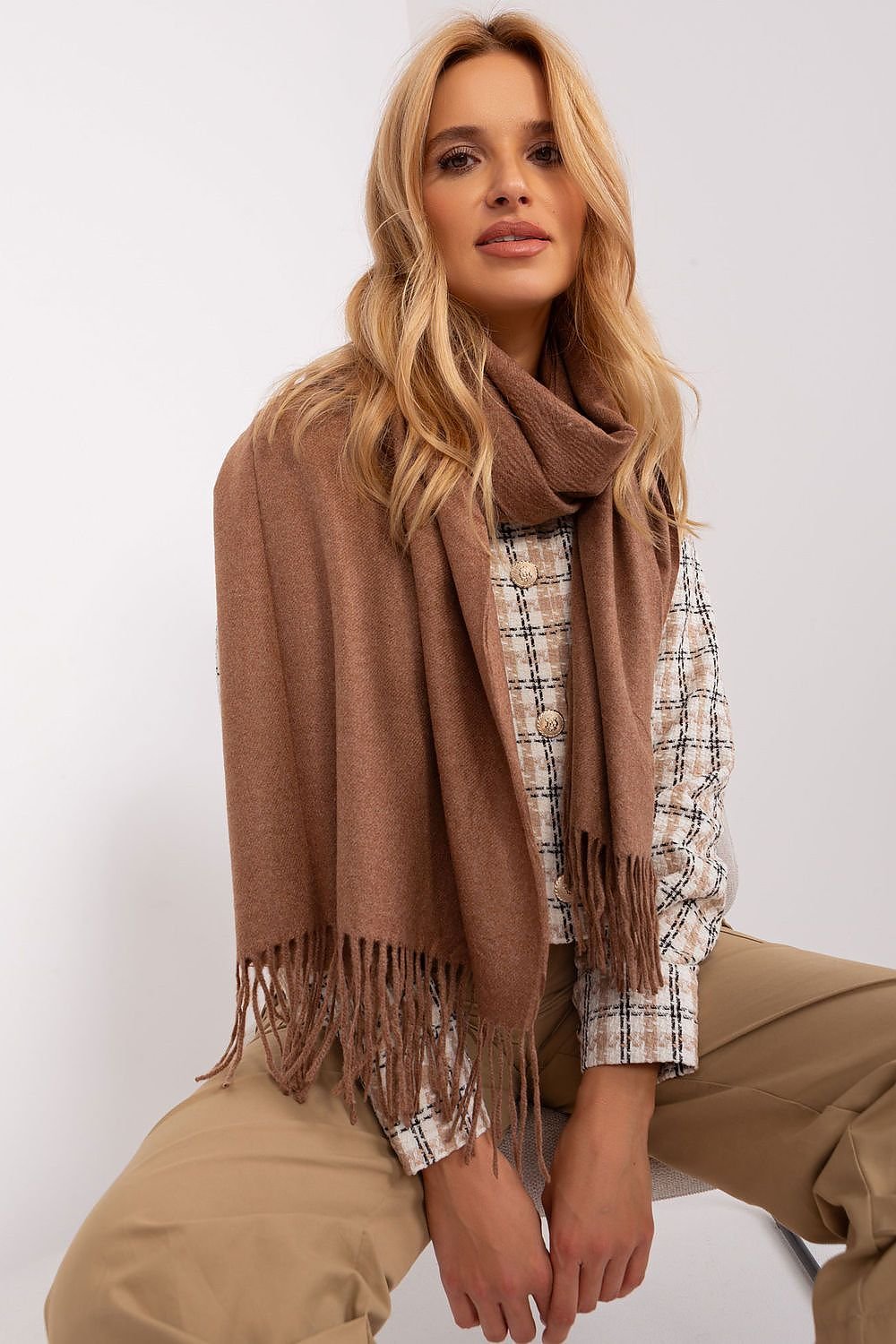 Warm Long Scarf with Decorative Tassels for Winter