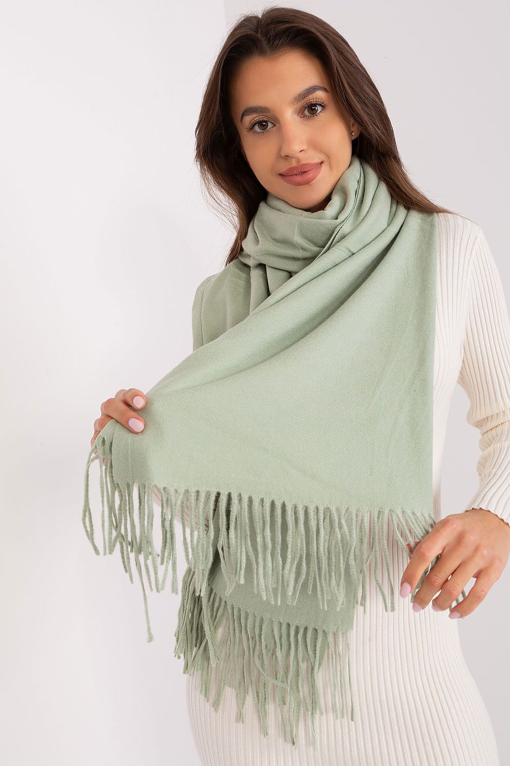 Warm Long Scarf with Decorative Tassels for Winter