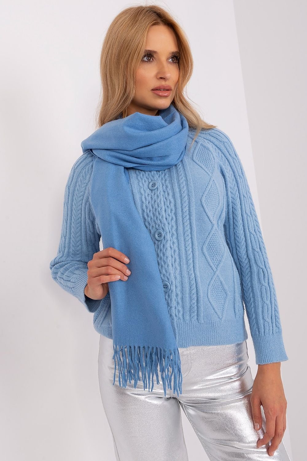 Warm Long Scarf with Decorative Tassels for Winter