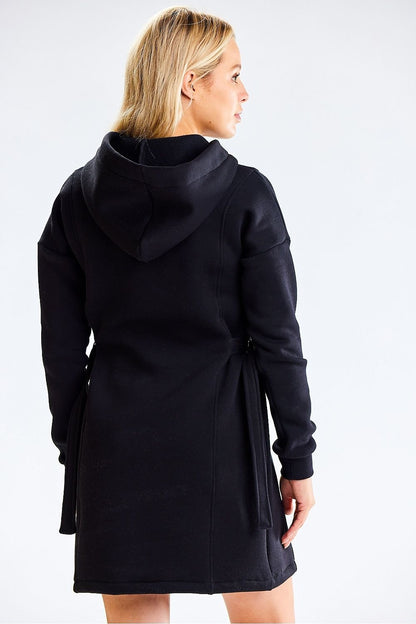 Hooded Dress with Long Sleeves and Adjustable Side Fit