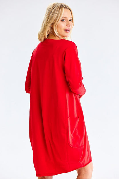 Loose-Fit Midi Sweatshirt Dress with Long Sleeves and Side Pockets