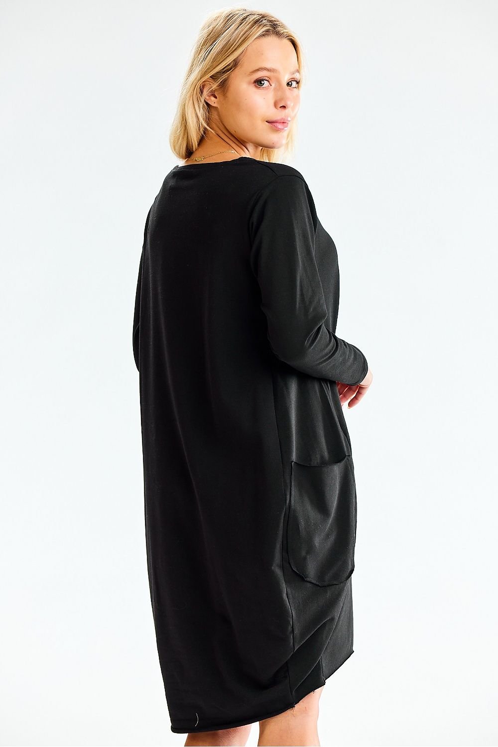 Loose-Fit Midi Sweatshirt Dress with Long Sleeves and Side Pockets