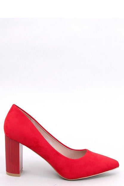 Women's Red Suede Pumps with 8.5 cm Heel and Natural Leather Insole Eco-Suede