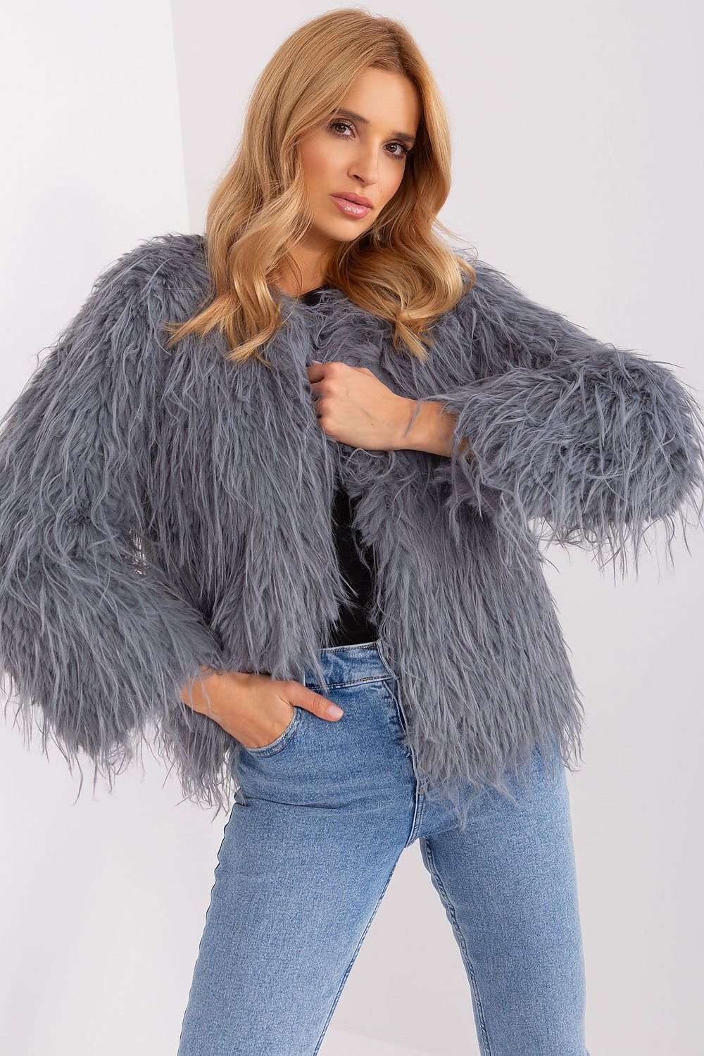 Elegant Transitional Jacket with Furry Finish