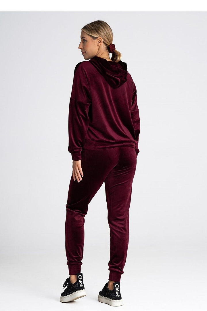 Classic Velour Sweatshirt with Hood and Kangaroo Pocket - Ludowika 