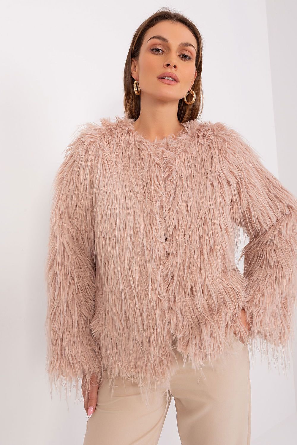 Elegant Transitional Jacket with Furry Finish