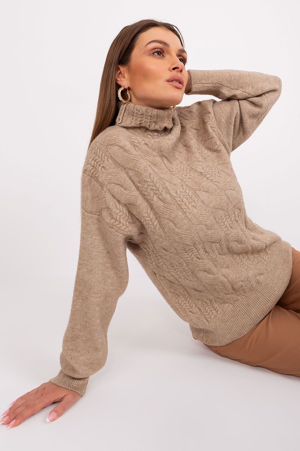 Pull à col roulé chic et confortable avec texture tissée variée