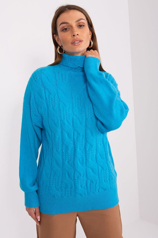 Chic and Comfortable Turtleneck Sweater with Variegated Weave Texture