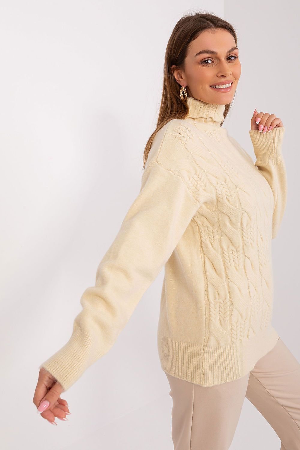 Pull à col roulé chic et confortable avec texture tissée variée