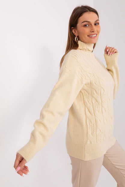 Pull à col roulé chic et confortable avec texture tissée variée