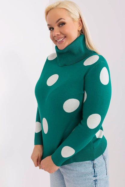 Women's Turtleneck Sweater with Decorative Large Dots