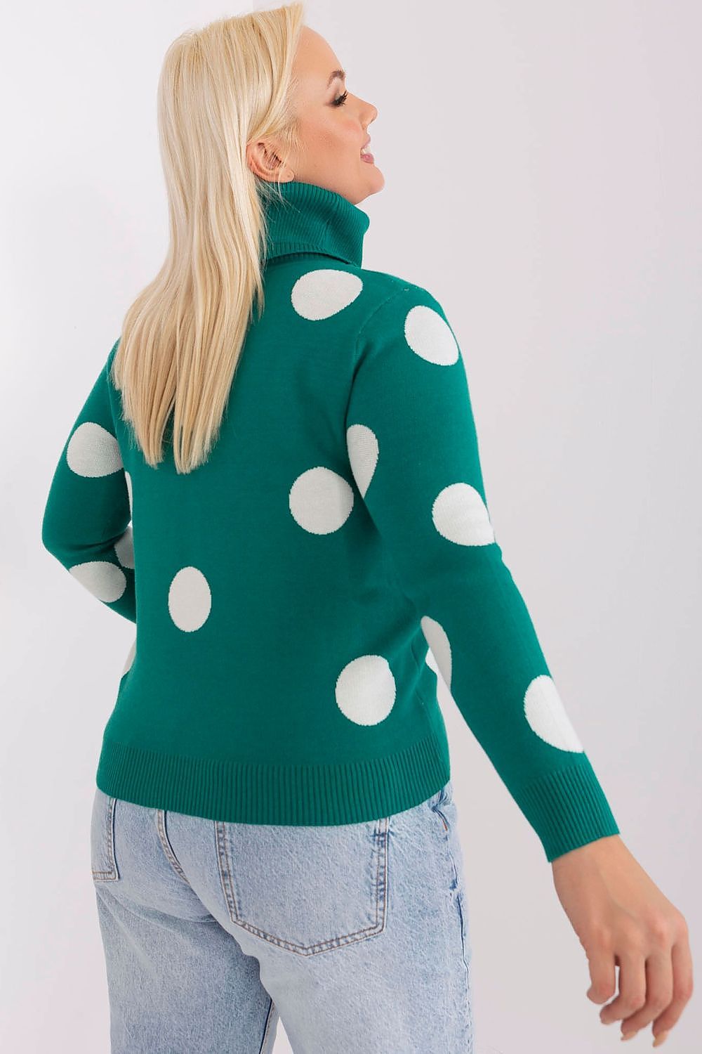 Women's Turtleneck Sweater with Decorative Large Dots