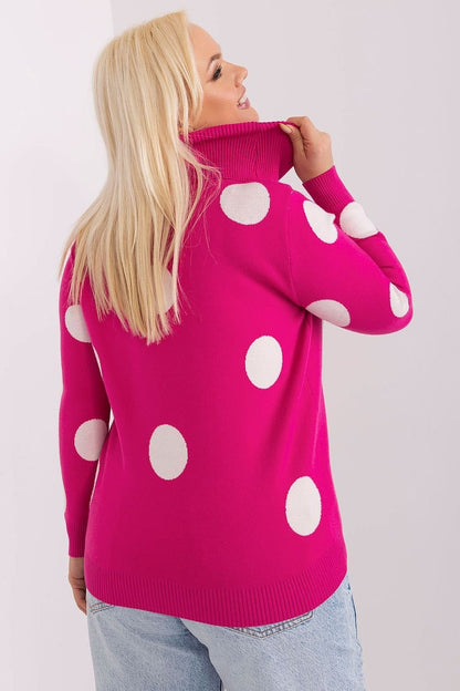 Women's Turtleneck Sweater with Decorative Large Dots