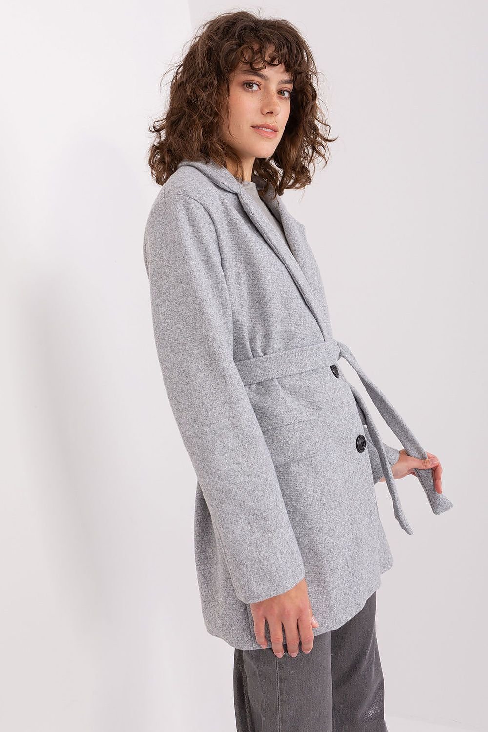 Manteau lisse classique pour femme avec fermeture à boutons