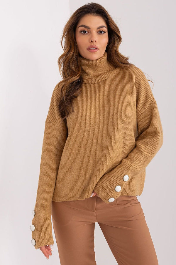 Versatile Turtleneck Sweater with Decorative Buttons for Stylish Comfort