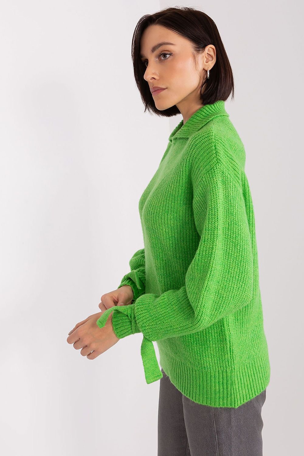 Versatile Sweater with Transformable Collar and Decorative Cuffs