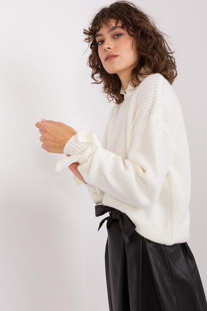 Versatile Sweater with Transformable Collar and Decorative Cuffs