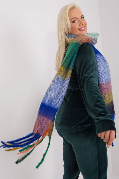 Colorful Plaid Long Scarf with Tassels for Fall and Winter