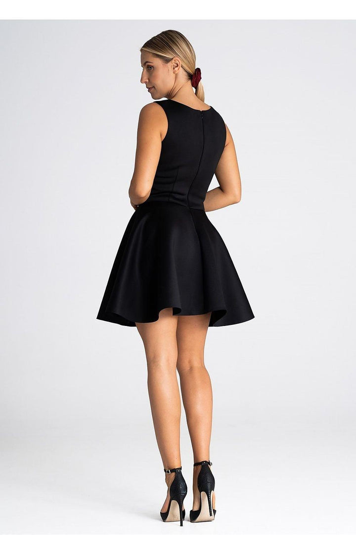 Off-Shoulder Fit and Flare Dress with Sheer Neckline Insert - Ludowika 