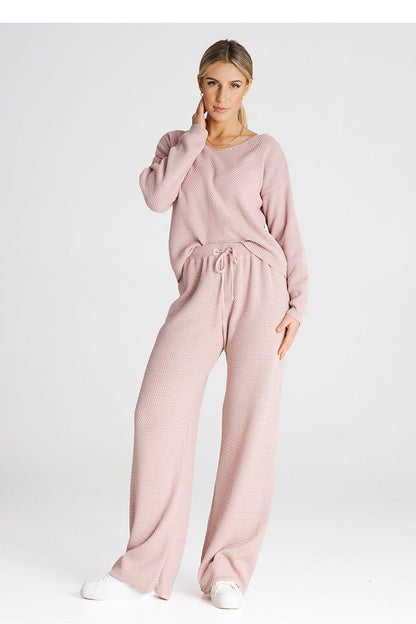 Set aus Sweatshirt und Hose mit Bindegürtel