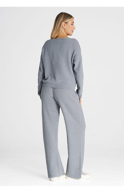 Set aus Sweatshirt und Hose mit Bindegürtel