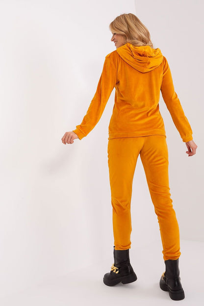 Ensemble sweat-shirt et pantalon long en velours avec fermeture éclair et poches plaquées