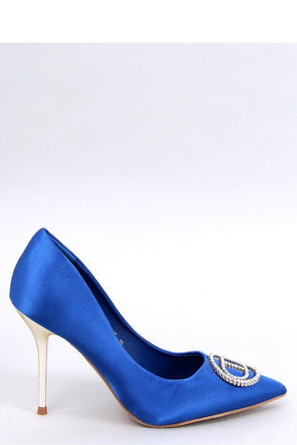 Elegante blaue Stilettos für Damen mit funkelnden Kristallen und Satin-Finish