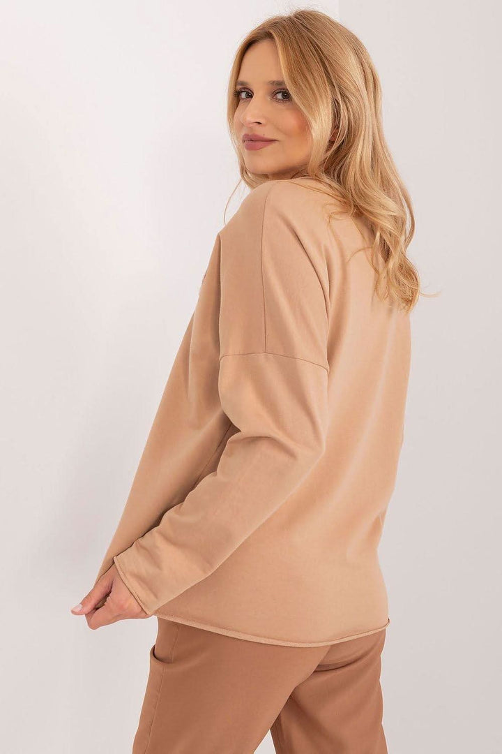 Floral Casual Blouse with Heart Neckline and Long Sleeves - Ludowika 