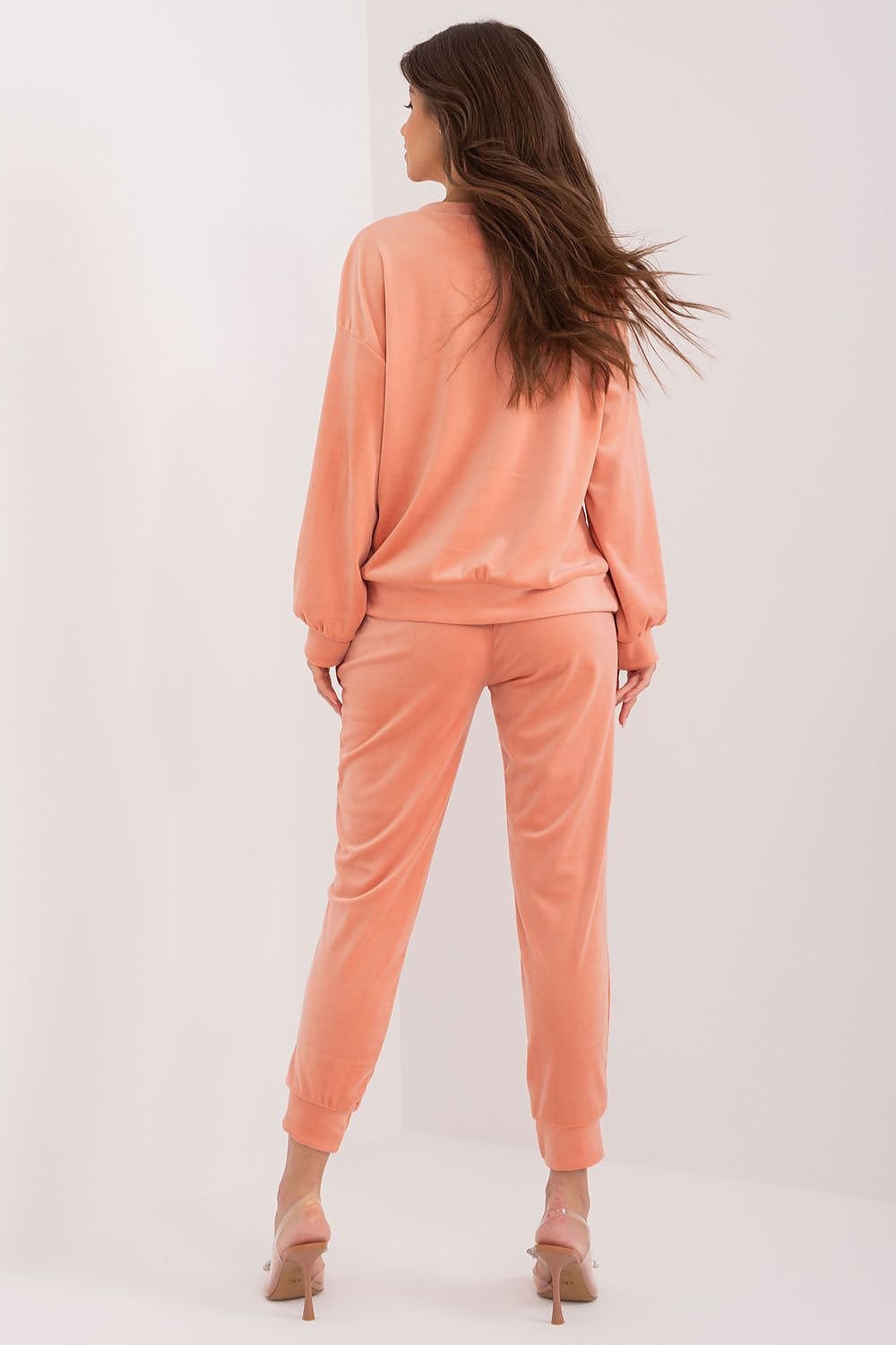 Women's Velour Sweatshirt and Pants Set with Bow Detail